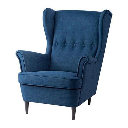 Кресло с подголовником СТРАНДМОН темно-синий ИКЕА, IKEA, фото 2