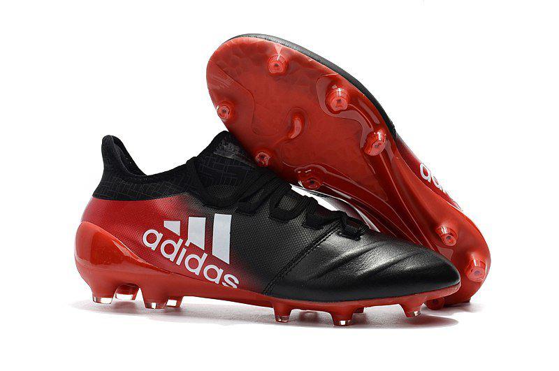 Футбольные бутсы Adidas X 17.1 Leather FG черно-красные 39-43 - фото 1 - id-p53875491