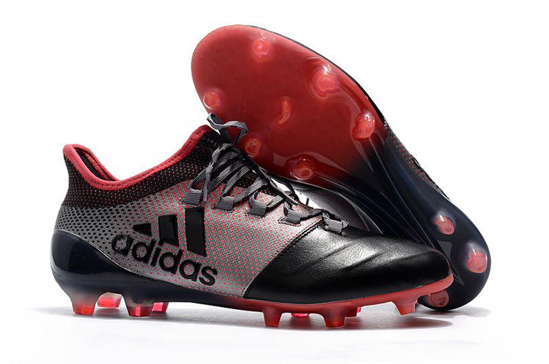Футбольные бутсы Adidas X 17.1 Leather FG Grey/Red/Black 39-43 - фото 1 - id-p53876956
