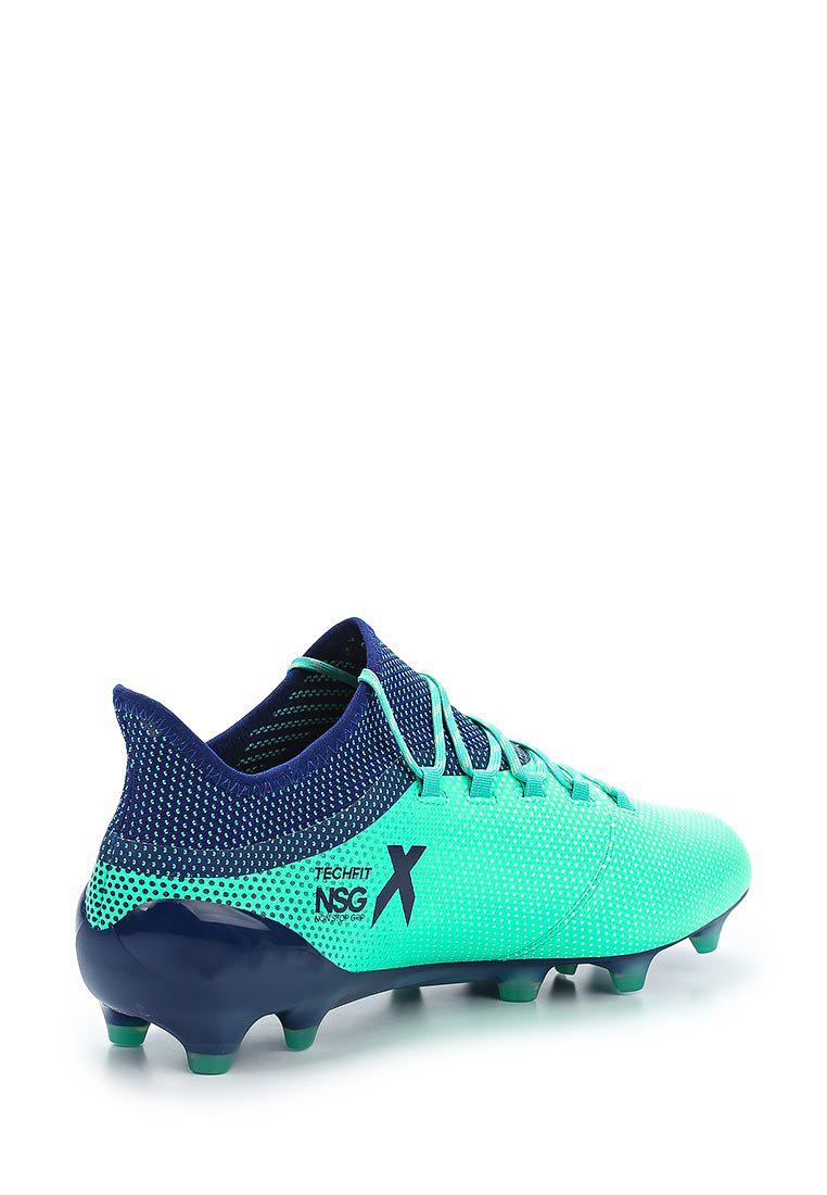 Футбольные бутсы Adidas X 17.1 Leather FG бирюзовый/салатный/синий 39-43 - фото 3 - id-p53878566