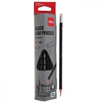 Карандаш ч/г НB, Deli трехгранный корпус, черный 