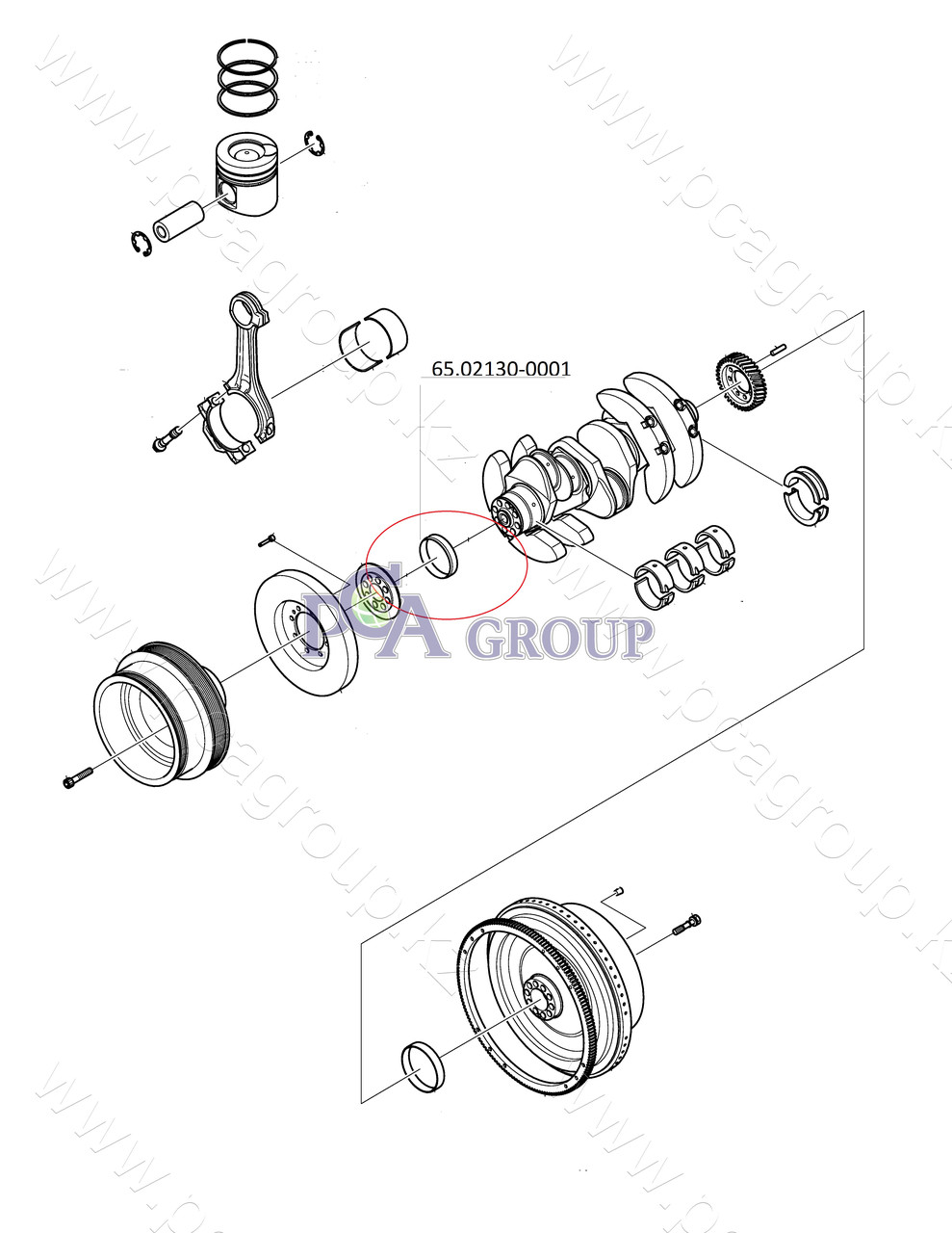 65.02130-0001 Обойма сальника коленвала переднего  DOOSAN DX300LC; DX520LC; DL300;