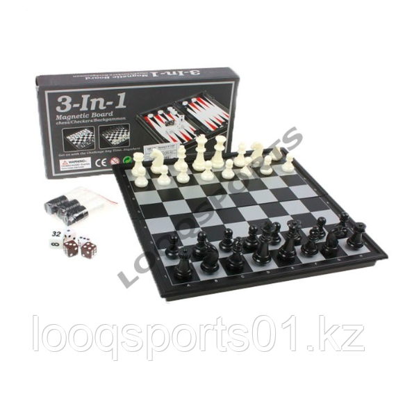 Магнитные шахматы 3 в 1 (25 см х 25 см) - фото 1 - id-p53989763