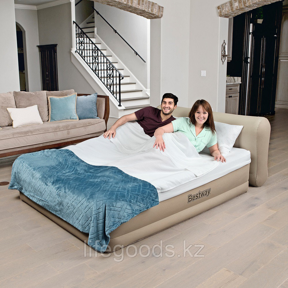 Двуспальная надувная кровать со спинкой и встроенным насосом, Bestway 69019