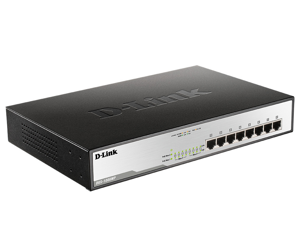 D-Link DGS-1008MP Коммутатор неуправляемый 8 портов 10/100/1000Base-T с поддержкой PoE - фото 1 - id-p54008582