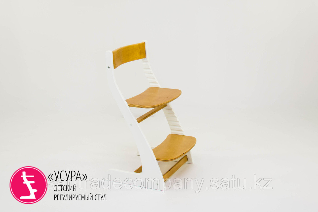 Детский растущий регулируемый стул"Усура белый-дерево"