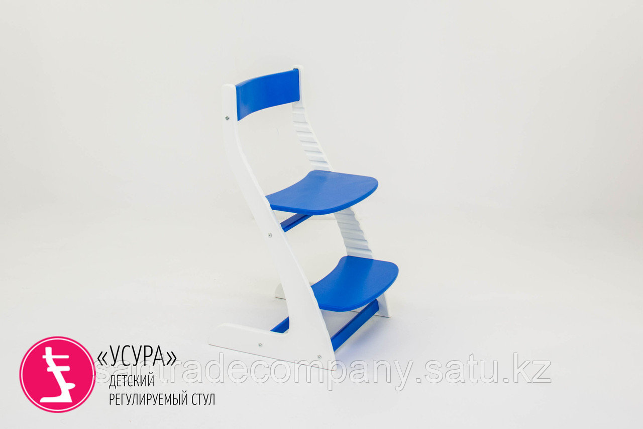 Детский растущий регулируемый стул "Усура бело-синий"