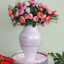 Ваза керамическая ручной работы для цветов"Версаче серебро" .Высота 20-25 см
