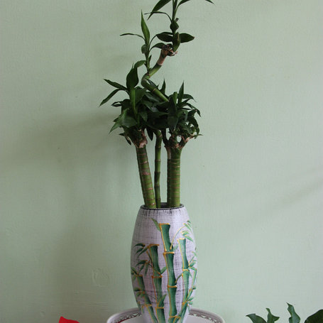 Керамическая ваза для цветов "Бамбук   на белом."Высота 20-25 см, фото 2