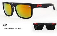 Солнцезащитные очки SPY+ черная оправа, красный лого, желтые линзы