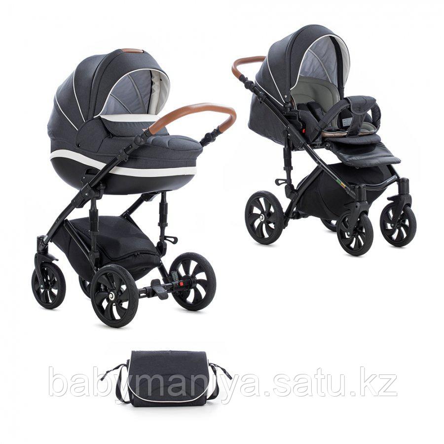 Детская коляска Tutis Mimi Style 2 в 1 Антрацит + кожа Белая