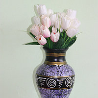 Керамическая ваза для цветов ручной работы " Мрамор фиолетовый с узором" ,20-25 см