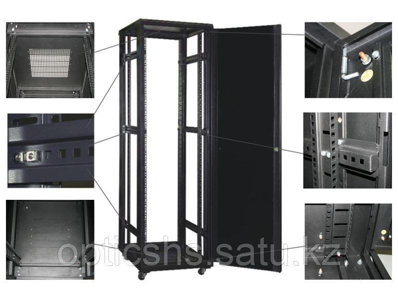 LinkBasic 22U 600*600*1200, Шкаф серверный, цвет чёрный, передняя дверь стеклянная (тонированная)