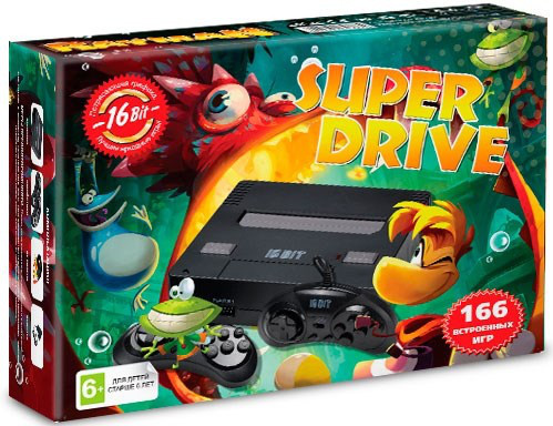 Игровая Приставка Sega Super Drive Rayman (166-in-1) Black