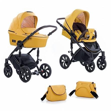 TUTIS Коляска 2 в1 VIVA LIFE  короб+прогулка Пастельно-желтый+Кожа Шафрановый