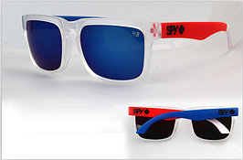 Солнцезащитные очки SPY+ прозрачные, синяя дужка справа, красная дужка слева, черное лого