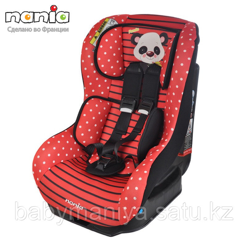 Автокресло NANIA DRIVER 0-18кг ANIMALS Panda red