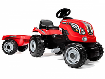 Трактор педальный Smoby XL с прицепом, красный