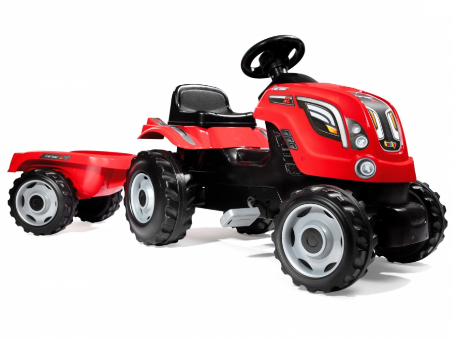 Трактор педальный Smoby XL с прицепом, красный, фото 1
