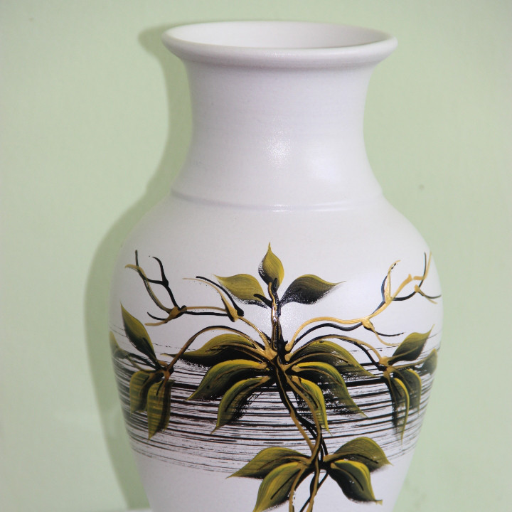 Керамическая ваза для цветов ручной работы "Зеленые листья,"20-25 см - фото 2 - id-p54070018