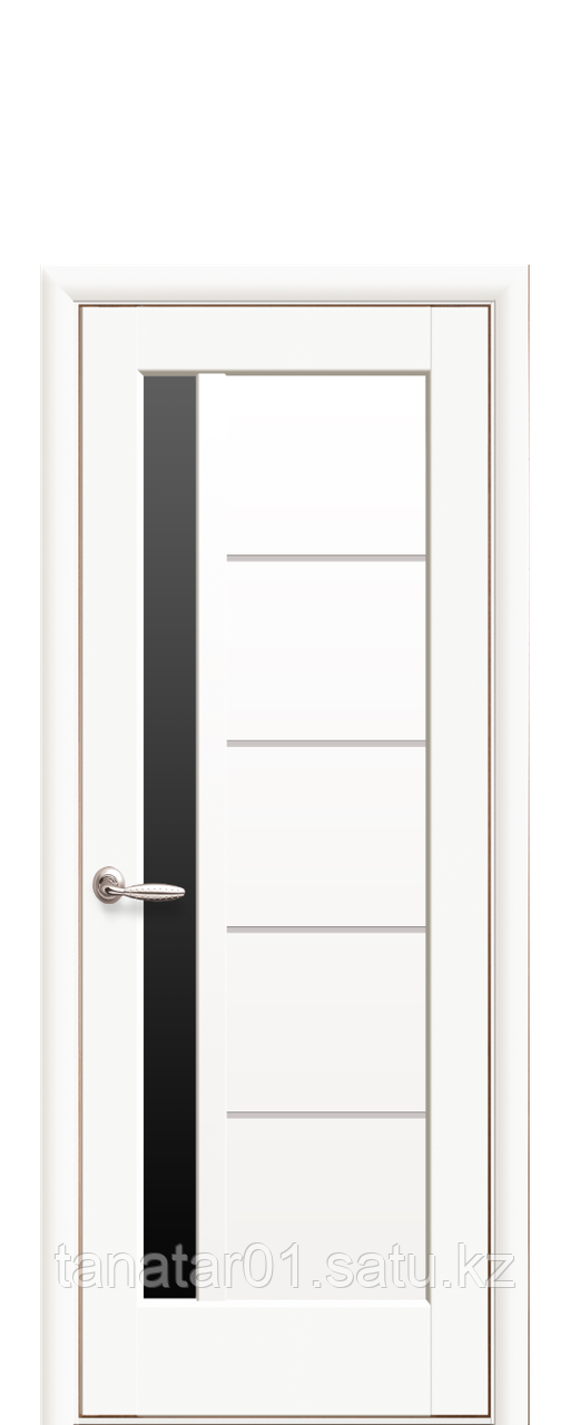 Дверь "Грета" с чёрным стеклом белый матовый