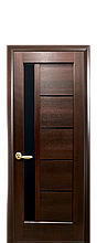Дверь "Грета" с чёрным стеклом каштан