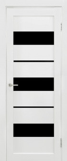 Дверь Параллель, цвет белый мат, черное стекло
