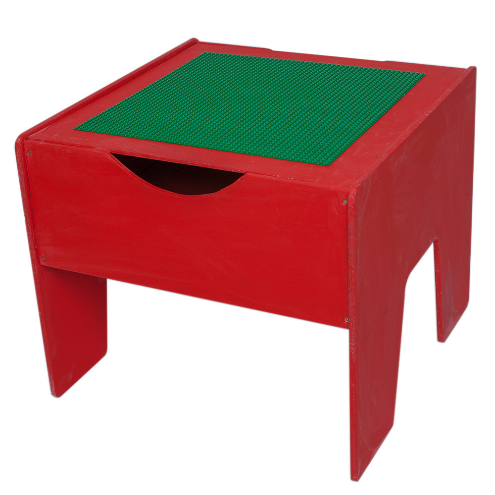 Lego-стол Красный + Лего полотно 40*40 (3 цвета на выбор) Зеленый, Красный - фото 1 - id-p54079693
