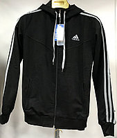Костюм спортивный мужской Adidas с капюшоном черный-белый/черный