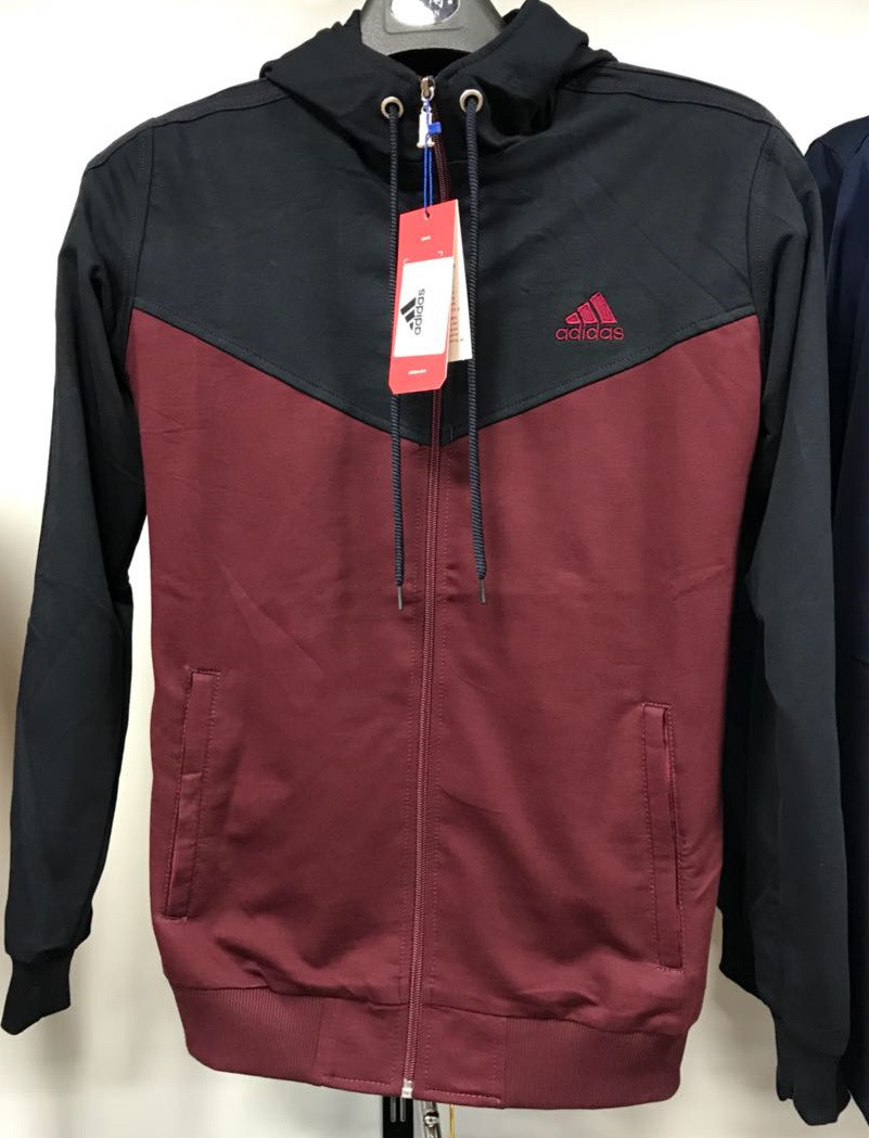 Костюм спортивный мужской Adidas с капюшоном бордовый/черный 05