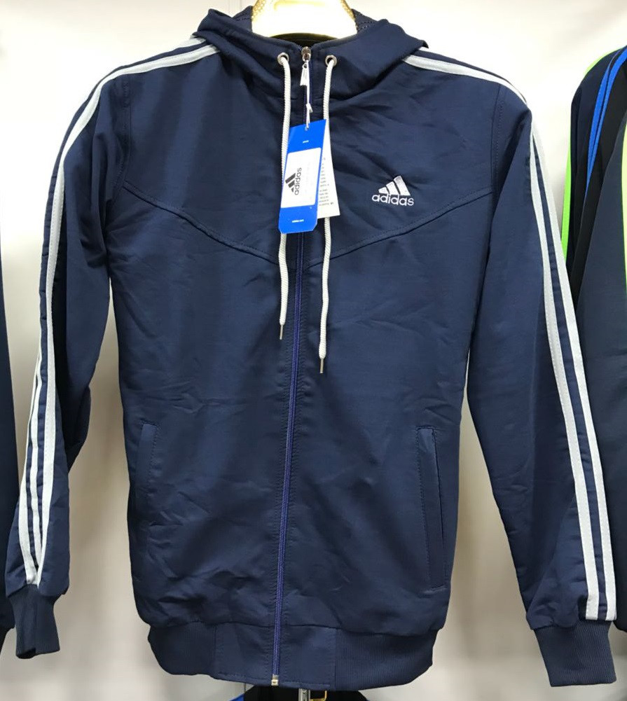 Костюм спортивный мужской Adidas с капюшоном синий - фото 1 - id-p54136564