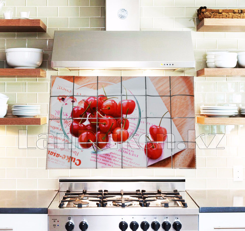 Кухонная наклейка на кафельную плитку 90х60 сочная вишня YL-2030