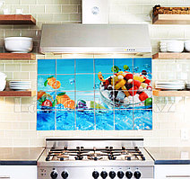 Кухонная наклейка на кафельную плитку 90х60 тропический микс YL-F019