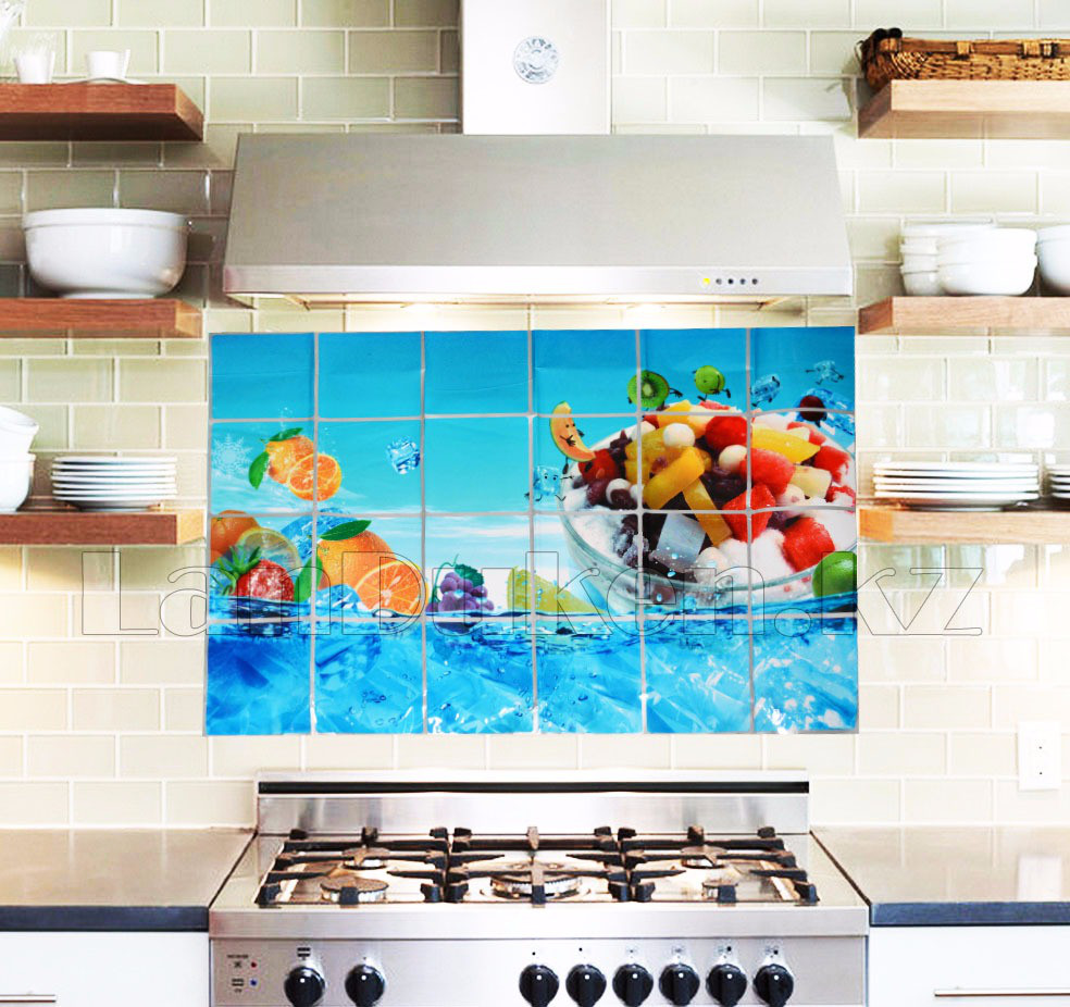 Кухонная наклейка на кафельную плитку 90х60 тропический микс YL-F019 - фото 1 - id-p54024430