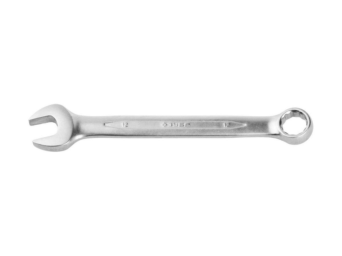 Ключ "МАСТЕР" гаечный комбинированный, Cr-V сталь, хромированный, 12мм, ЗУБР, 27087-12