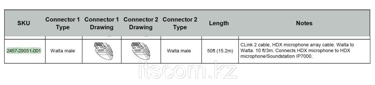 Кабель Polycom CLink 2 cable, Group Series & HDX microphone array cable. Walta to Walta,50 ft (2457-29051-001) - фото 3 - id-p2471024