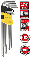 Набор STAYER Ключи "MASTER" имбусовые длинные, Cr-V, сатинированное покрытие, пластик. держатель, HEX 1,5-10мм