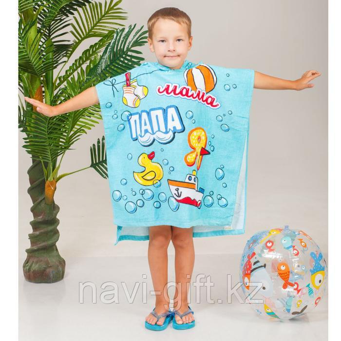 Детское полотенце-пончо с капюшоном Чистая семья 60 х 120 см, хлопок 280 гр/м2