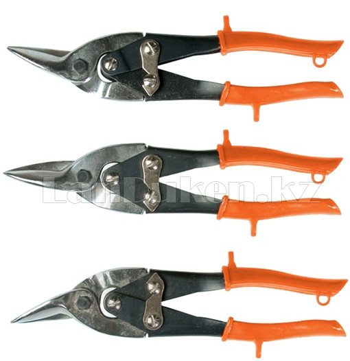 Ножницы по металлу, 250 мм, обрезиненные рукоятки, 3 шт (прямые, левые, правые) 783205 (002)