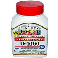 Витамин Д3 (Vitamin D3), 1000 МЕ, усиленный состав, 110 таблеток, 21st Century