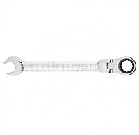 Ключ комбинированный трещоточный, 19мм, CrV, шарнирный, зерк.хром 14871 (002)