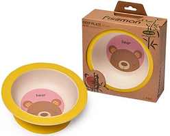 9467 FISSMAN Тарелка глубокая с присоской 15 см, МЕДВЕЖОНОК (бамбуковое волокно)