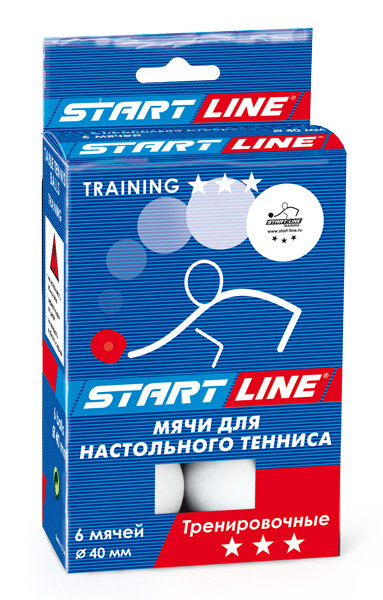Мячи для настольного тенниса TRAINING 3*, 6 мячей в упаковке, белые
