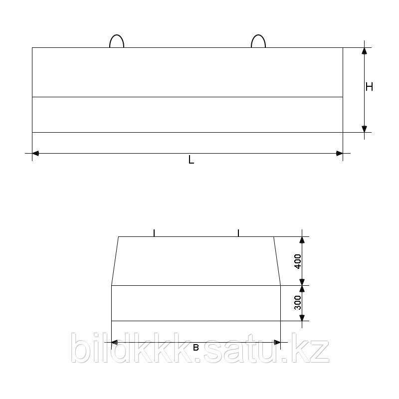 Блок фундамента средней части трубы Ф 1-400 1200х4010х700