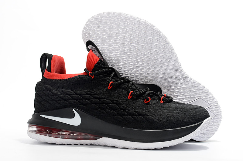 Баскетбольные кроссовки Nike Lebron 15 Low (низкие) Black\red - фото 1 - id-p54500602