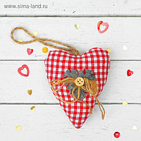 Мягкая игрушка-подвеска "Сердце", бантик с пуговкой, цвета МИКС