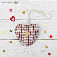 Мягкая игрушка-подвеска "Клетчатое сердце" с пуговкой, цвета МИКС