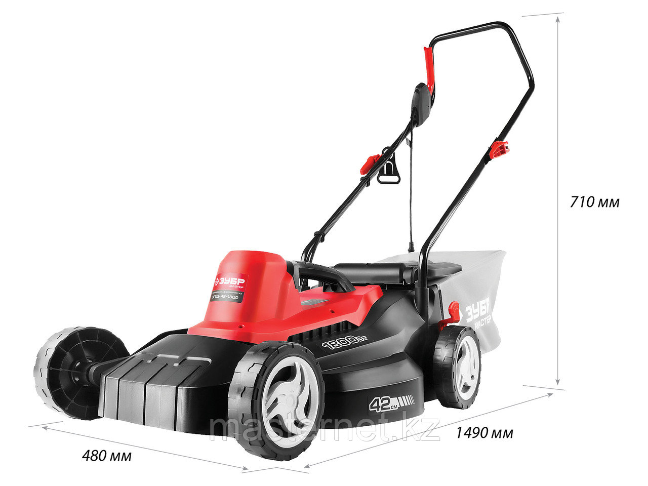 Газонокосилка ЗУБР "МАСТЕР" роторная электрическая, 1800 Вт, ширина кошения 420 мм, ЗГКЭ-42-1800 - фото 2 - id-p54513154