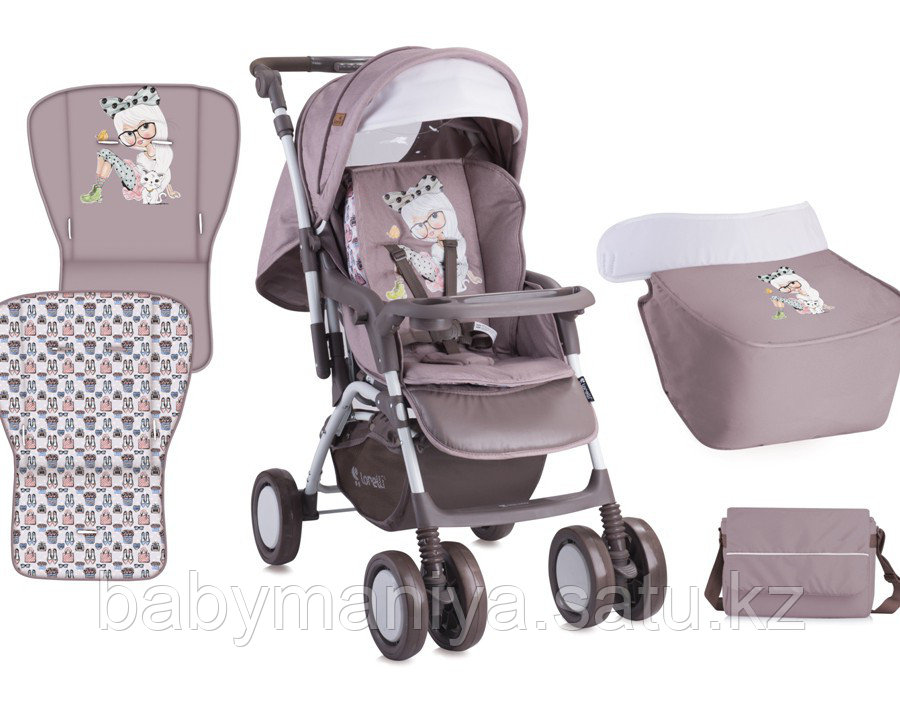 Коляска Lorelli (Bertoni) Combi + сумка для мамы Бежево - Розовый / Biege Fashion Girl 1713