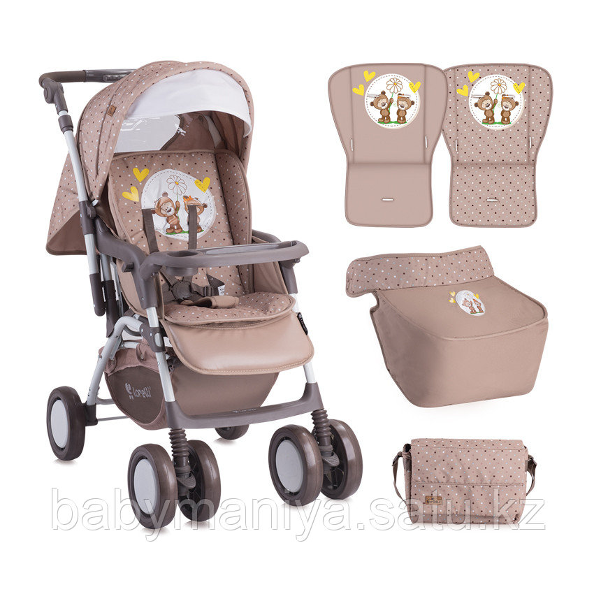 Коляска Lorelli (Bertoni Combi) + сумка для мамы Бежевый / Beige Daisy Bears 1730
